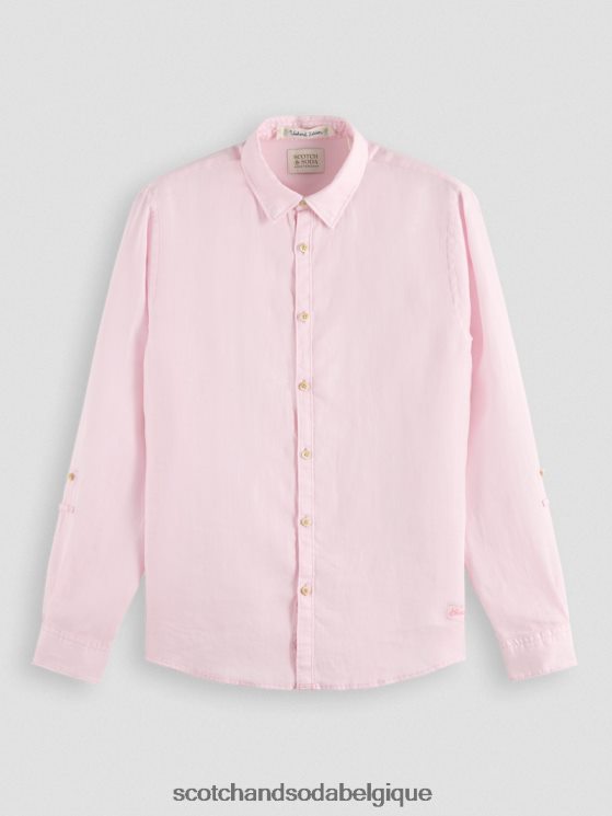 vêtements Scotch & Soda chemise en lin avec ajustements aux manches- Scotch and Soda Belgique rose 6BZRBF290