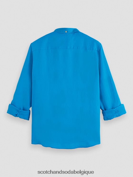 vêtements Scotch & Soda chemise en lin avec ajustements aux manches- Scotch and Soda Bruxelles iris bleu 6BZRBF291