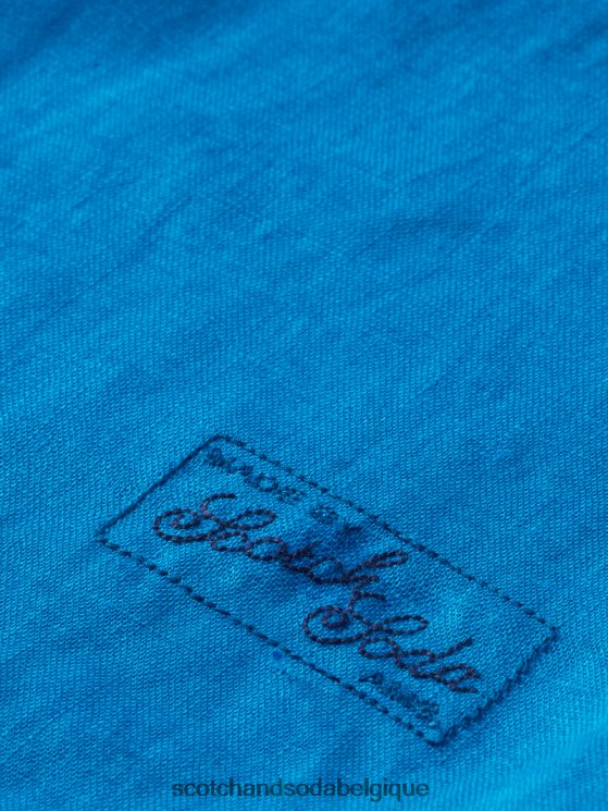 vêtements Scotch & Soda chemise en lin avec ajustements aux manches- Scotch and Soda Bruxelles iris bleu 6BZRBF291