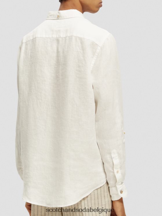 vêtements Scotch & Soda chemise en lin avec ajustements aux manches- Scotch and Soda Liﾨﾨge blanc 6BZRBF294