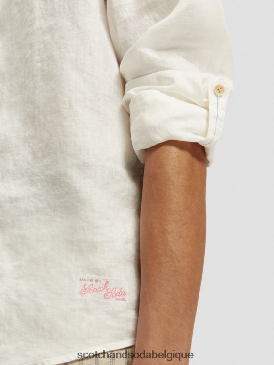 vêtements Scotch & Soda chemise en lin avec ajustements aux manches- Scotch and Soda Liﾨﾨge blanc 6BZRBF294