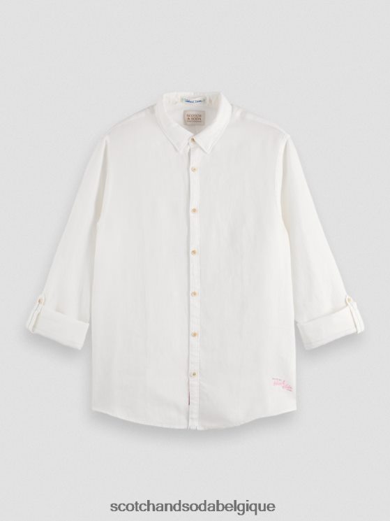 vêtements Scotch & Soda chemise en lin avec ajustements aux manches- Scotch and Soda Liﾨﾨge blanc 6BZRBF294