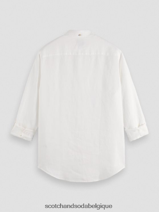 vêtements Scotch & Soda chemise en lin avec ajustements aux manches- Scotch and Soda Liﾨﾨge blanc 6BZRBF294