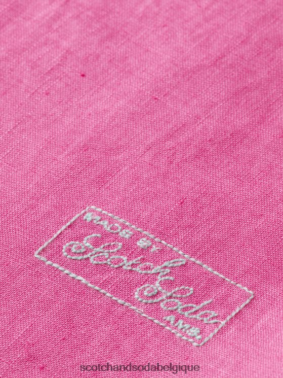 vêtements Scotch & Soda chemise en lin avec ajustements aux manches- Scotch and Soda Namur cerise 6BZRBF292