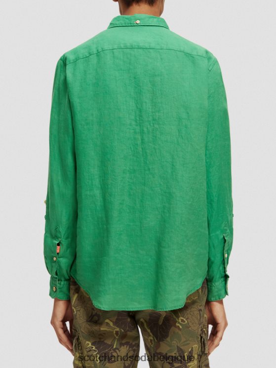 vêtements Scotch & Soda chemise en lin avec ajustements aux manches- Scotch and Soda femme vert amazonien 6BZRBF293