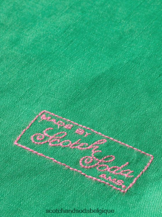 vêtements Scotch & Soda chemise en lin avec ajustements aux manches- Scotch and Soda femme vert amazonien 6BZRBF293