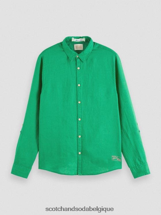 vêtements Scotch & Soda chemise en lin avec ajustements aux manches- Scotch and Soda femme vert amazonien 6BZRBF293
