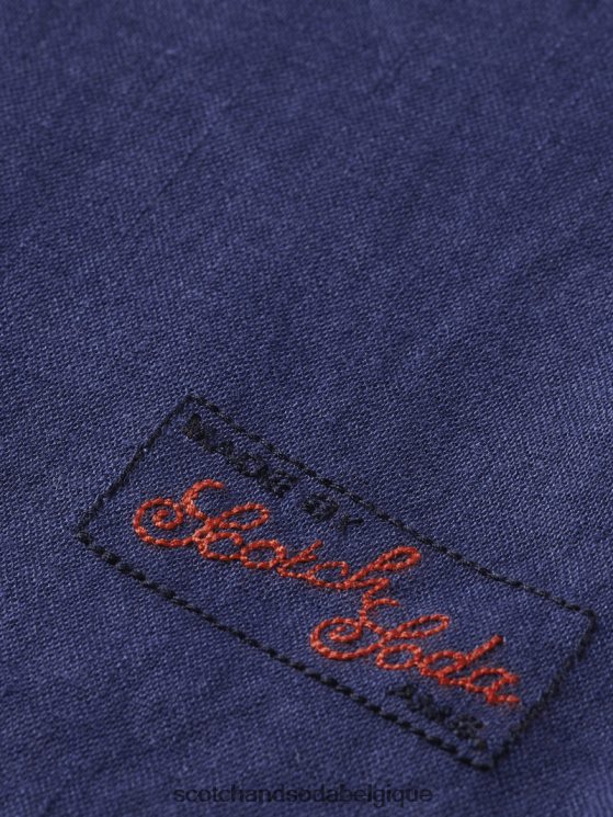 vêtements Scotch & Soda chemise en lin avec ajustements aux manches- Scotch and Soda outlet marin 6BZRBF289