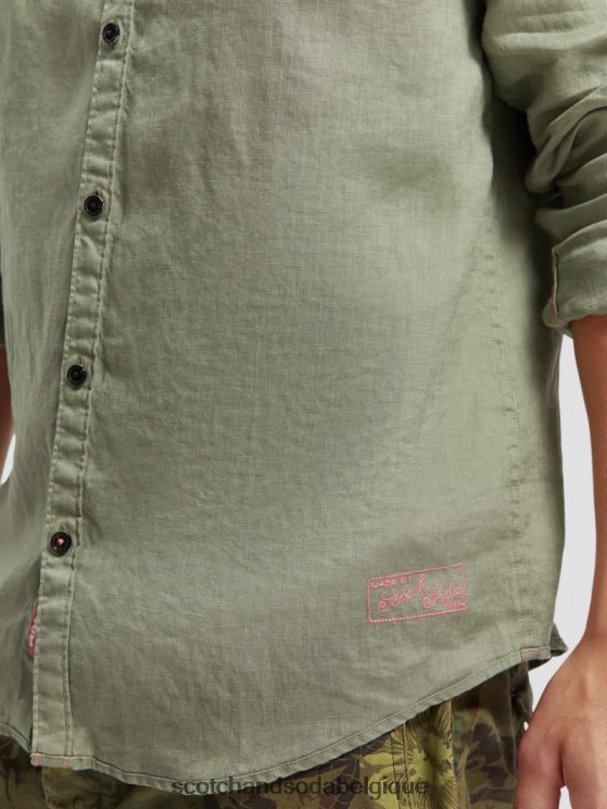 vêtements Scotch & Soda chemise en lin avec ajustements aux manches- Scotch and Soda shop near me armée 6BZRBF288