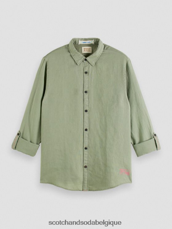vêtements Scotch & Soda chemise en lin avec ajustements aux manches- Scotch and Soda shop near me armée 6BZRBF288