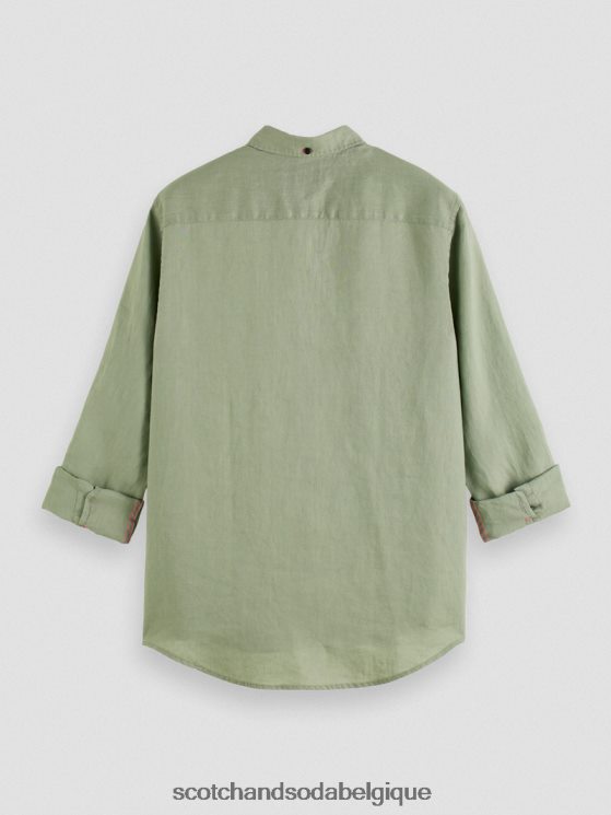 vêtements Scotch & Soda chemise en lin avec ajustements aux manches- Scotch and Soda shop near me armée 6BZRBF288