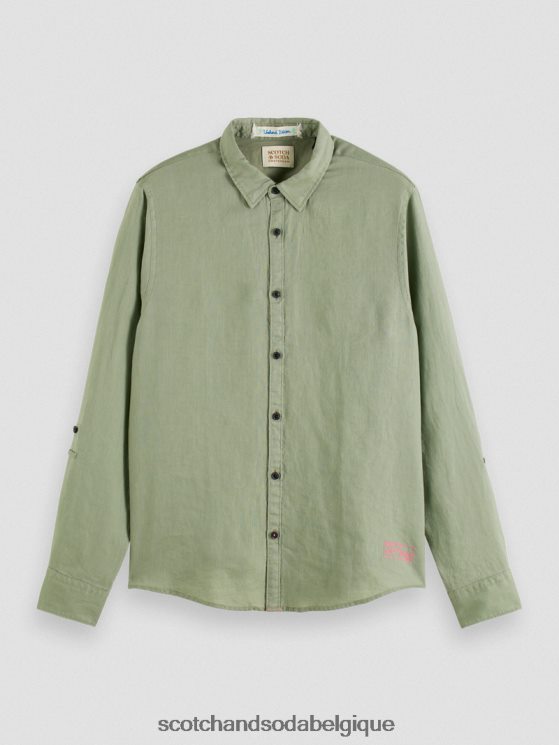 vêtements Scotch & Soda chemise en lin avec ajustements aux manches- Scotch and Soda shop near me armée 6BZRBF288