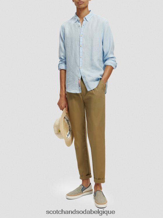 vêtements Scotch & Soda chemise en lin avec ajustements aux manches- Scotch and Soda shop online ciel 6BZRBF287