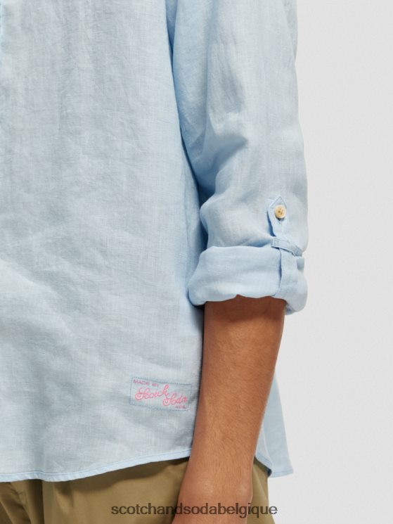 vêtements Scotch & Soda chemise en lin avec ajustements aux manches- Scotch and Soda shop online ciel 6BZRBF287