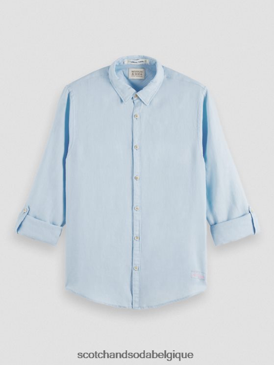 vêtements Scotch & Soda chemise en lin avec ajustements aux manches- Scotch and Soda shop online ciel 6BZRBF287