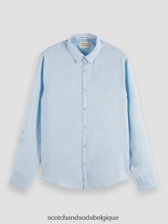 vêtements Scotch & Soda chemise en lin avec ajustements aux manches- Scotch and Soda shop online ciel 6BZRBF287