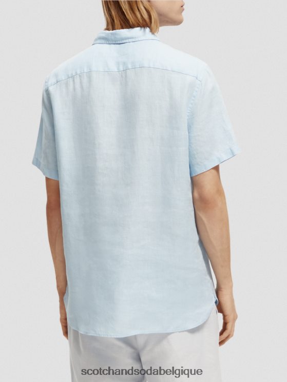 vêtements Scotch & Soda chemise en lin à poches courtes- Scotch and Soda Liﾨﾨge ciel 6BZRBF339