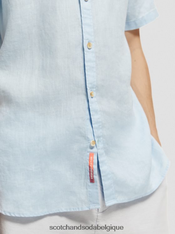 vêtements Scotch & Soda chemise en lin à poches courtes- Scotch and Soda Liﾨﾨge ciel 6BZRBF339
