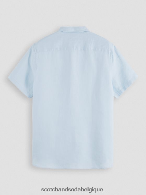 vêtements Scotch & Soda chemise en lin à poches courtes- Scotch and Soda Liﾨﾨge ciel 6BZRBF339