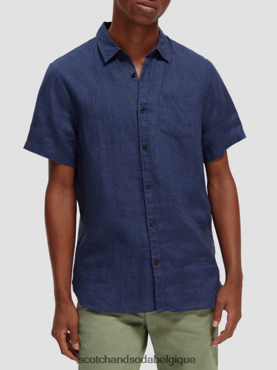 vêtements Scotch & Soda chemise en lin à poches courtes- Scotch and Soda femme marin 6BZRBF338