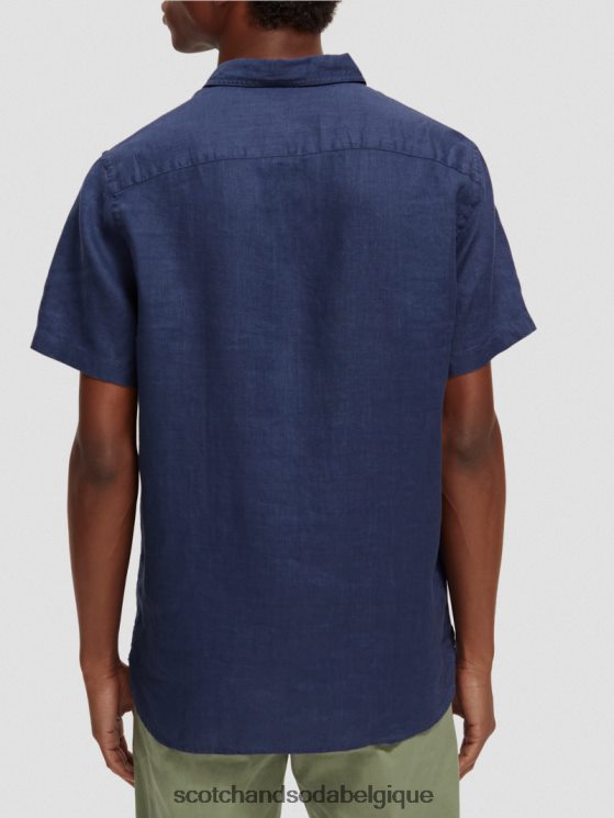 vêtements Scotch & Soda chemise en lin à poches courtes- Scotch and Soda femme marin 6BZRBF338
