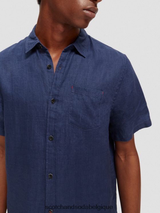 vêtements Scotch & Soda chemise en lin à poches courtes- Scotch and Soda femme marin 6BZRBF338