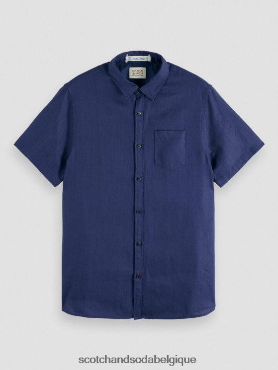 vêtements Scotch & Soda chemise en lin à poches courtes- Scotch and Soda femme marin 6BZRBF338