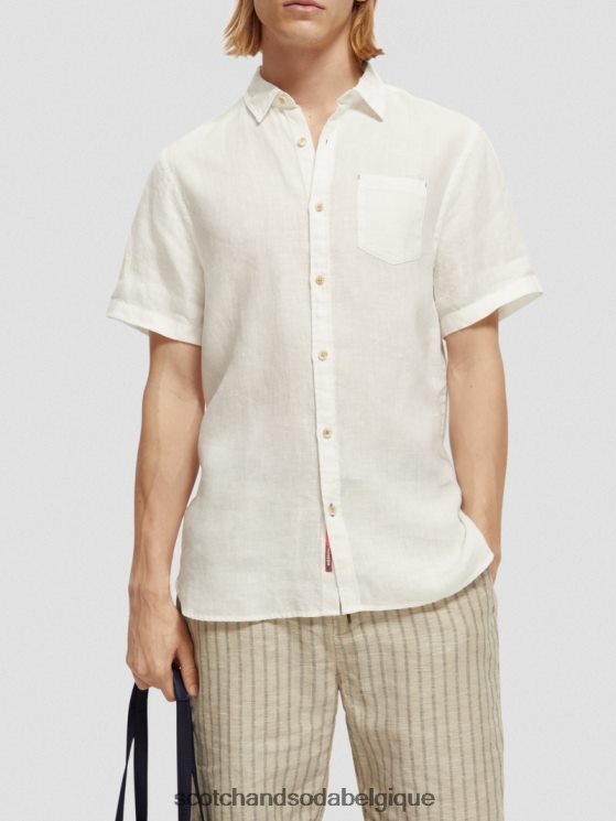 vêtements Scotch & Soda chemise en lin à poches courtes- Scotch and Soda parfum blanc 6BZRBF340
