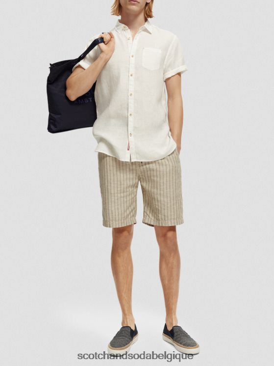vêtements Scotch & Soda chemise en lin à poches courtes- Scotch and Soda parfum blanc 6BZRBF340