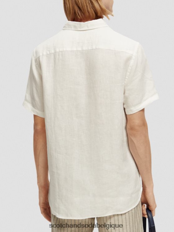 vêtements Scotch & Soda chemise en lin à poches courtes- Scotch and Soda parfum blanc 6BZRBF340