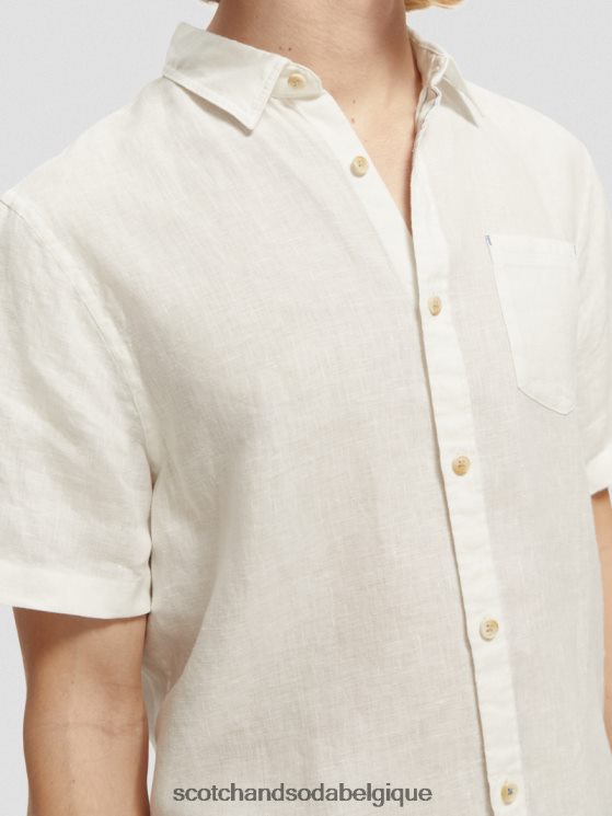 vêtements Scotch & Soda chemise en lin à poches courtes- Scotch and Soda parfum blanc 6BZRBF340