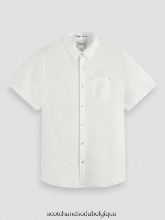 vêtements Scotch & Soda chemise en lin à poches courtes- Scotch and Soda parfum blanc 6BZRBF340