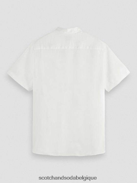 vêtements Scotch & Soda chemise en lin à poches courtes- Scotch and Soda parfum blanc 6BZRBF340