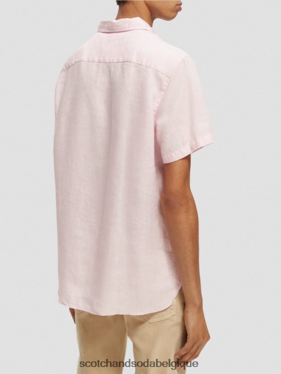 vêtements Scotch & Soda chemise en lin à poches courtes- Scotch and Soda shop near me rose 6BZRBF342