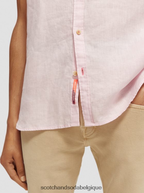 vêtements Scotch & Soda chemise en lin à poches courtes- Scotch and Soda shop near me rose 6BZRBF342