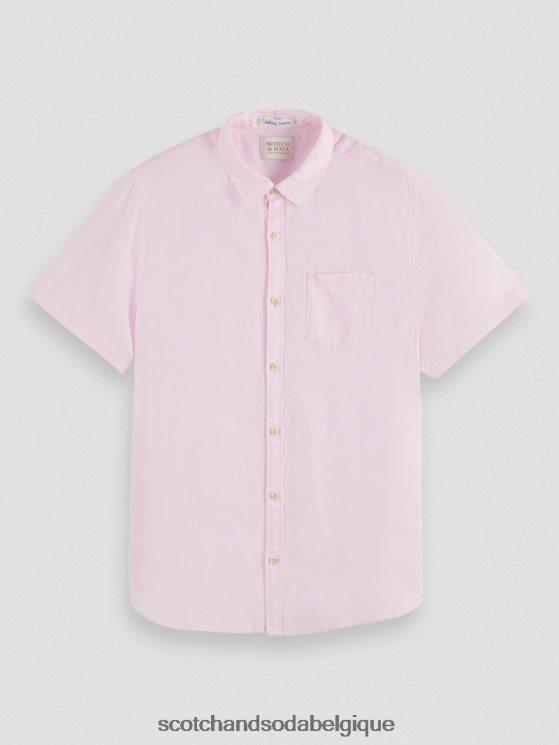 vêtements Scotch & Soda chemise en lin à poches courtes- Scotch and Soda shop near me rose 6BZRBF342