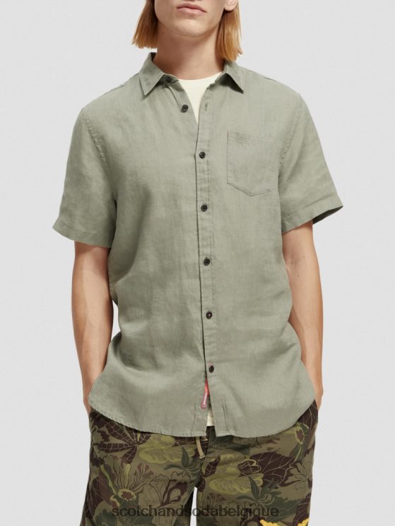vêtements Scotch & Soda chemise en lin à poches courtes- Scotch and Soda shop online armée 6BZRBF341