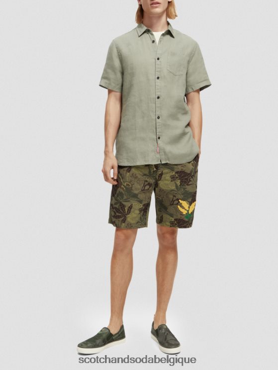 vêtements Scotch & Soda chemise en lin à poches courtes- Scotch and Soda shop online armée 6BZRBF341