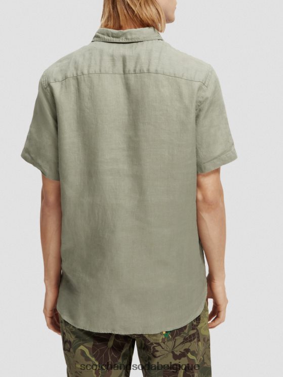 vêtements Scotch & Soda chemise en lin à poches courtes- Scotch and Soda shop online armée 6BZRBF341