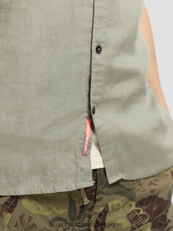 vêtements Scotch & Soda chemise en lin à poches courtes- Scotch and Soda shop online armée 6BZRBF341