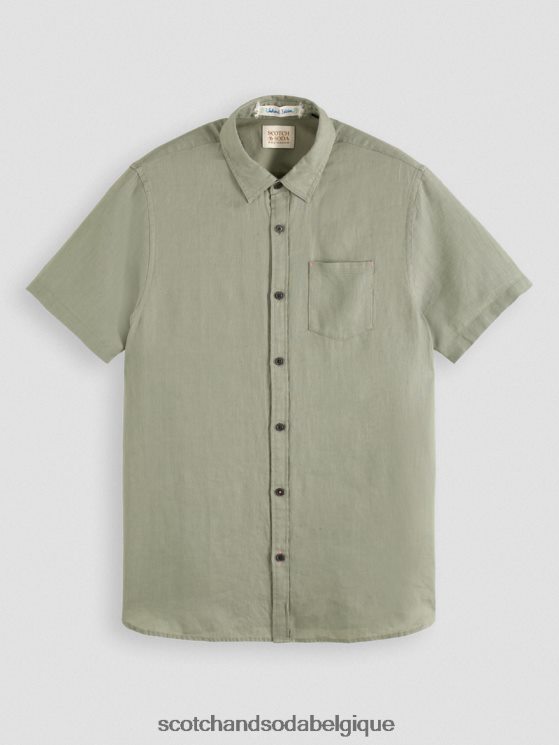 vêtements Scotch & Soda chemise en lin à poches courtes- Scotch and Soda shop online armée 6BZRBF341