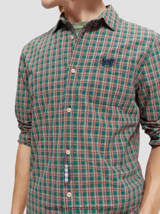 vêtements Scotch & Soda chemise en popeline de coton biologique à carreaux- Scotch and Soda outlet combiner un 6BZRBF316
