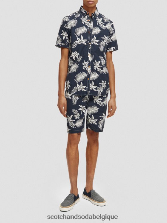 vêtements Scotch & Soda chemise en popeline imprimée coupe classique- Scotch and Soda shop online feuille marine 6BZRBF332