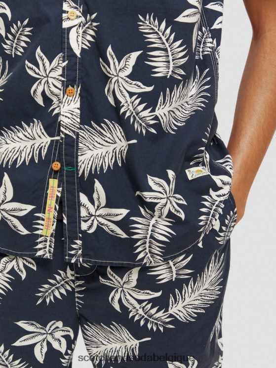 vêtements Scotch & Soda chemise en popeline imprimée coupe classique- Scotch and Soda shop online feuille marine 6BZRBF332