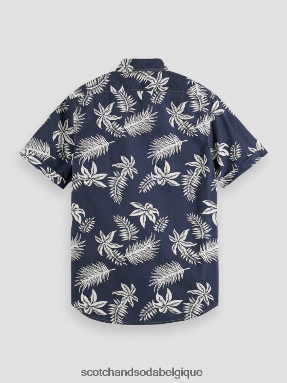 vêtements Scotch & Soda chemise en popeline imprimée coupe classique- Scotch and Soda shop online feuille marine 6BZRBF332