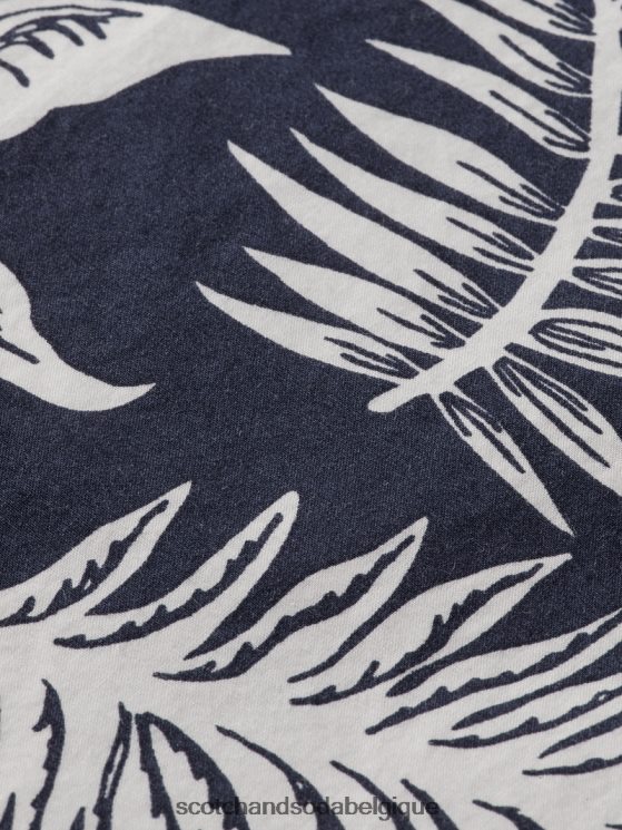 vêtements Scotch & Soda chemise en popeline imprimée coupe classique- Scotch and Soda shop online feuille marine 6BZRBF332
