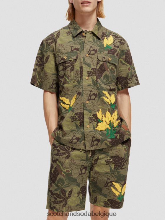 vêtements Scotch & Soda chemise en sergé imprimé à broderies- Scotch and Soda Namur camouflage floral 6BZRBF328
