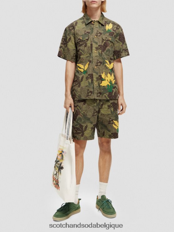 vêtements Scotch & Soda chemise en sergé imprimé à broderies- Scotch and Soda Namur camouflage floral 6BZRBF328