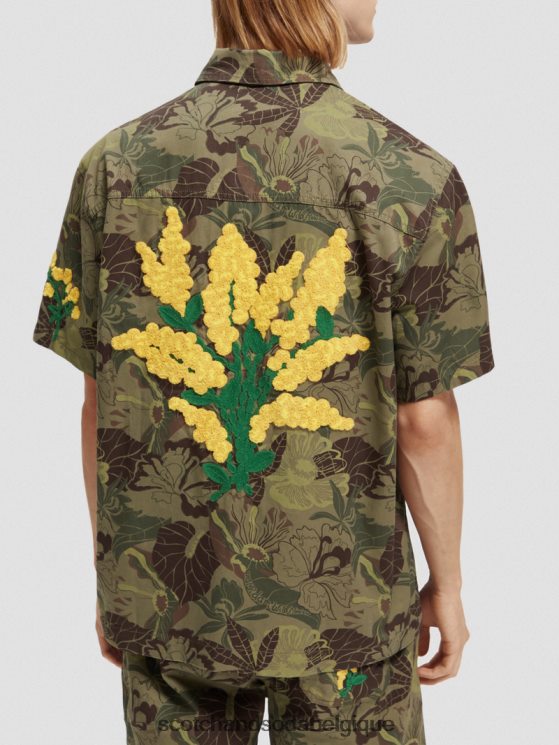 vêtements Scotch & Soda chemise en sergé imprimé à broderies- Scotch and Soda Namur camouflage floral 6BZRBF328