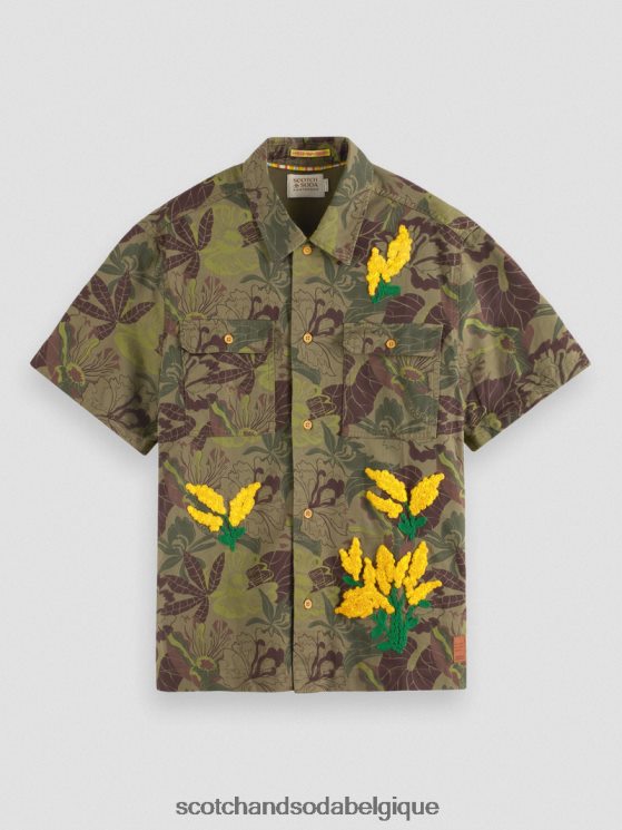 vêtements Scotch & Soda chemise en sergé imprimé à broderies- Scotch and Soda Namur camouflage floral 6BZRBF328
